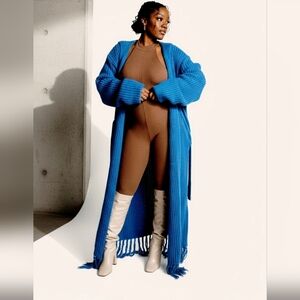 Womens Cardigan Unique Sky Blue Floor Length Tall Girl Friendly And Hoodie